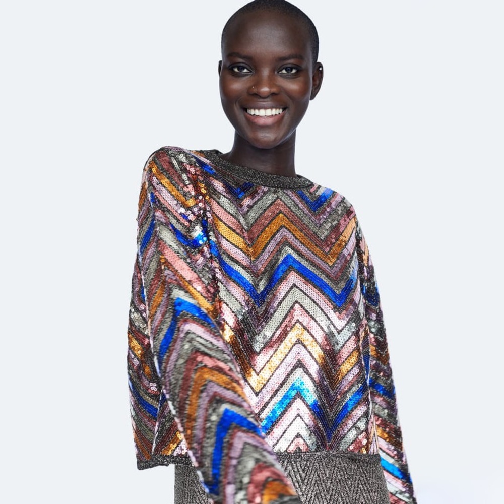 Zara Rainbow Sequin Sweater